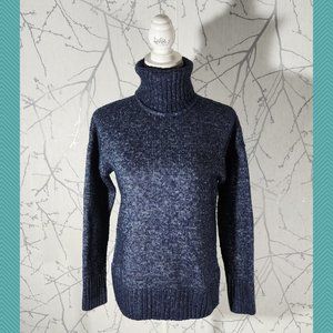 Banana Republic Heathered Navy Chunky Knit Turtleneck Sweater